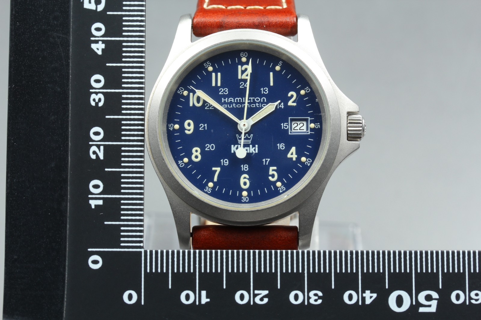 [EXC+5] Hamilton 9823 Khaki King Mark Crown Logo Date Navy Dial AT Men’s Watch