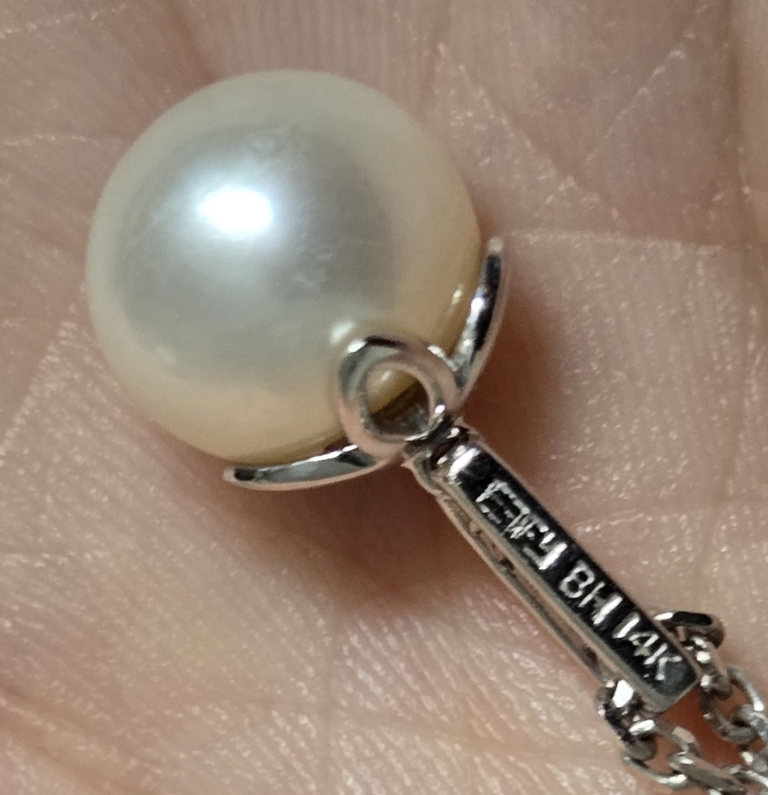 EFFY BH 14k White Gold Akoya Pearl Pendant With 925 Silver 16″ Necklace