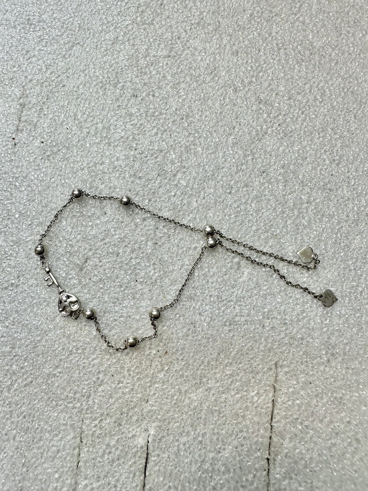 .925 Royal Chain Inc Adjustable 4”-9” Key & Hearts Bracelet