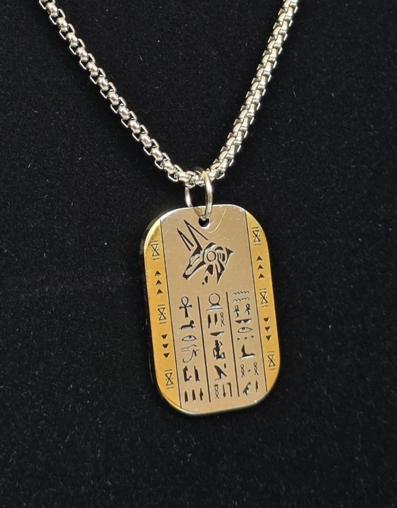 Egyptian God of Death Necklace, Ancient Egyptian Gods Necklace Anubis 2 Tone