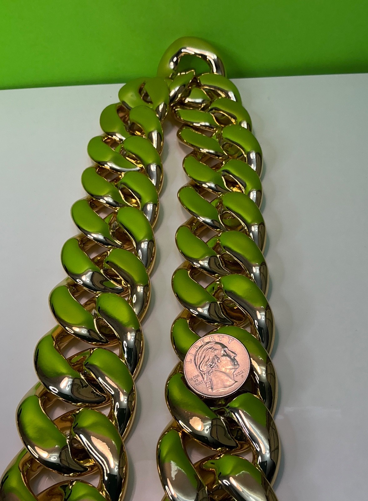 Hip-hop Gold Thick Chain Necklace Bracelet Men Punk Large Plastic New Unisex 36”