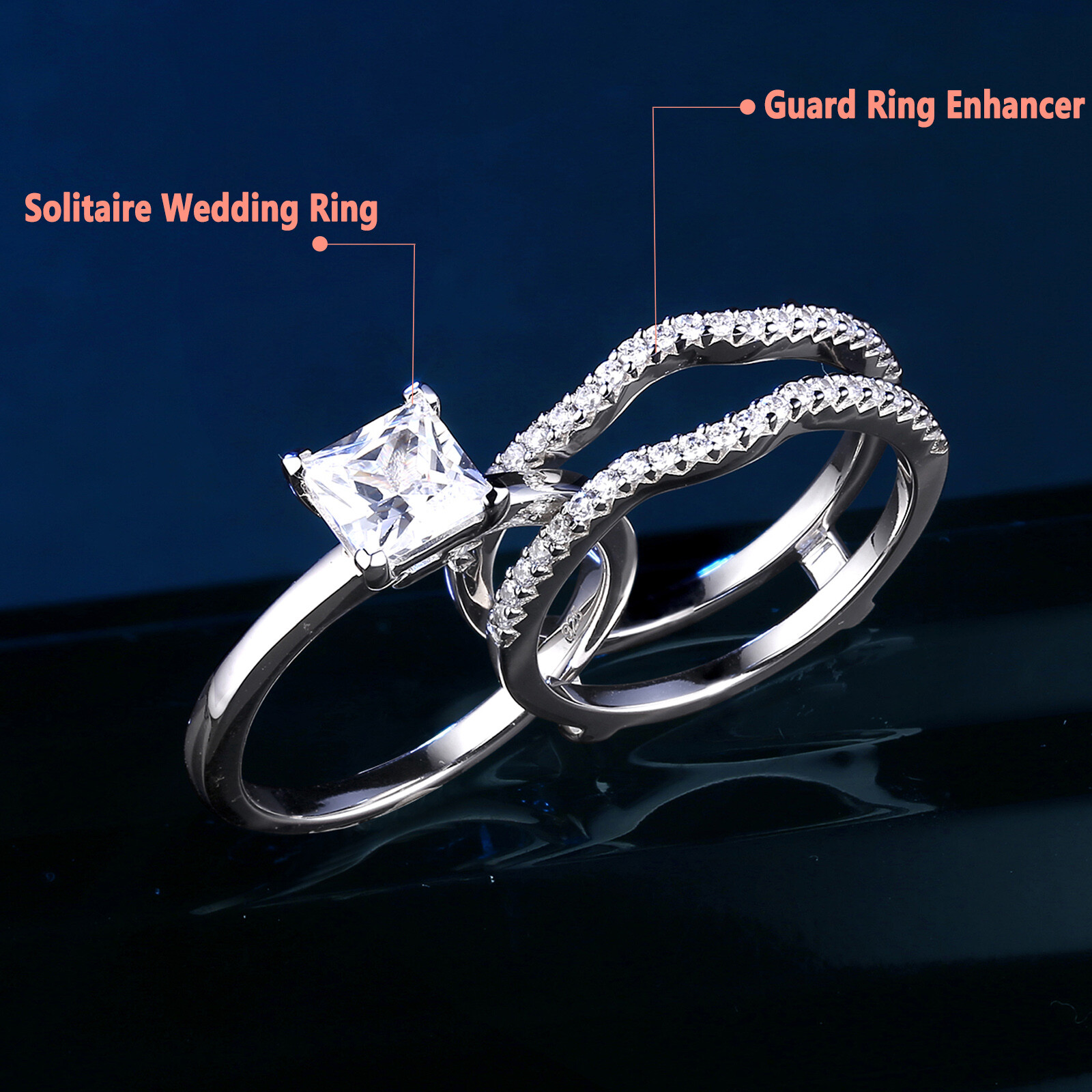 Engagement Wedding Ring Sets for Women 925 Sterling Silver Ring Enhancers Wrap