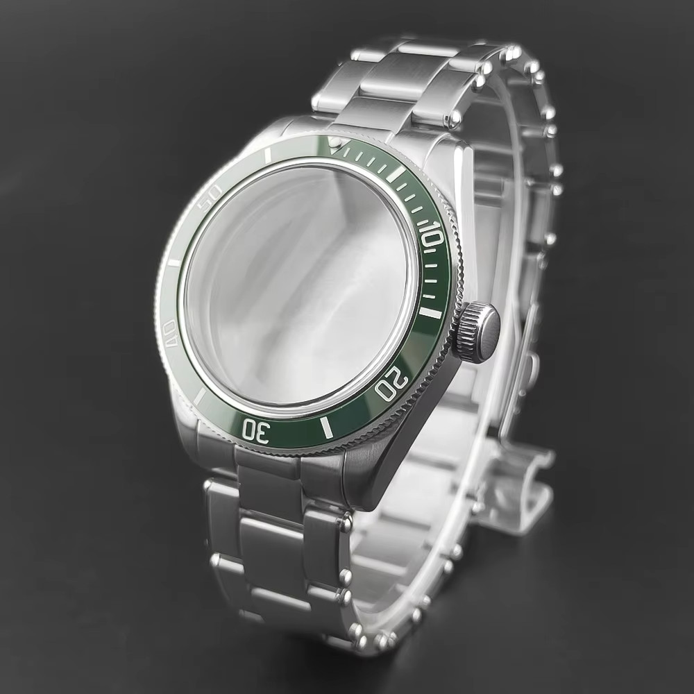 39Mm Silver Sterile Watch Case Domed Sapphire Glass Fit NH35 NH36 NH34 ETA2824 P