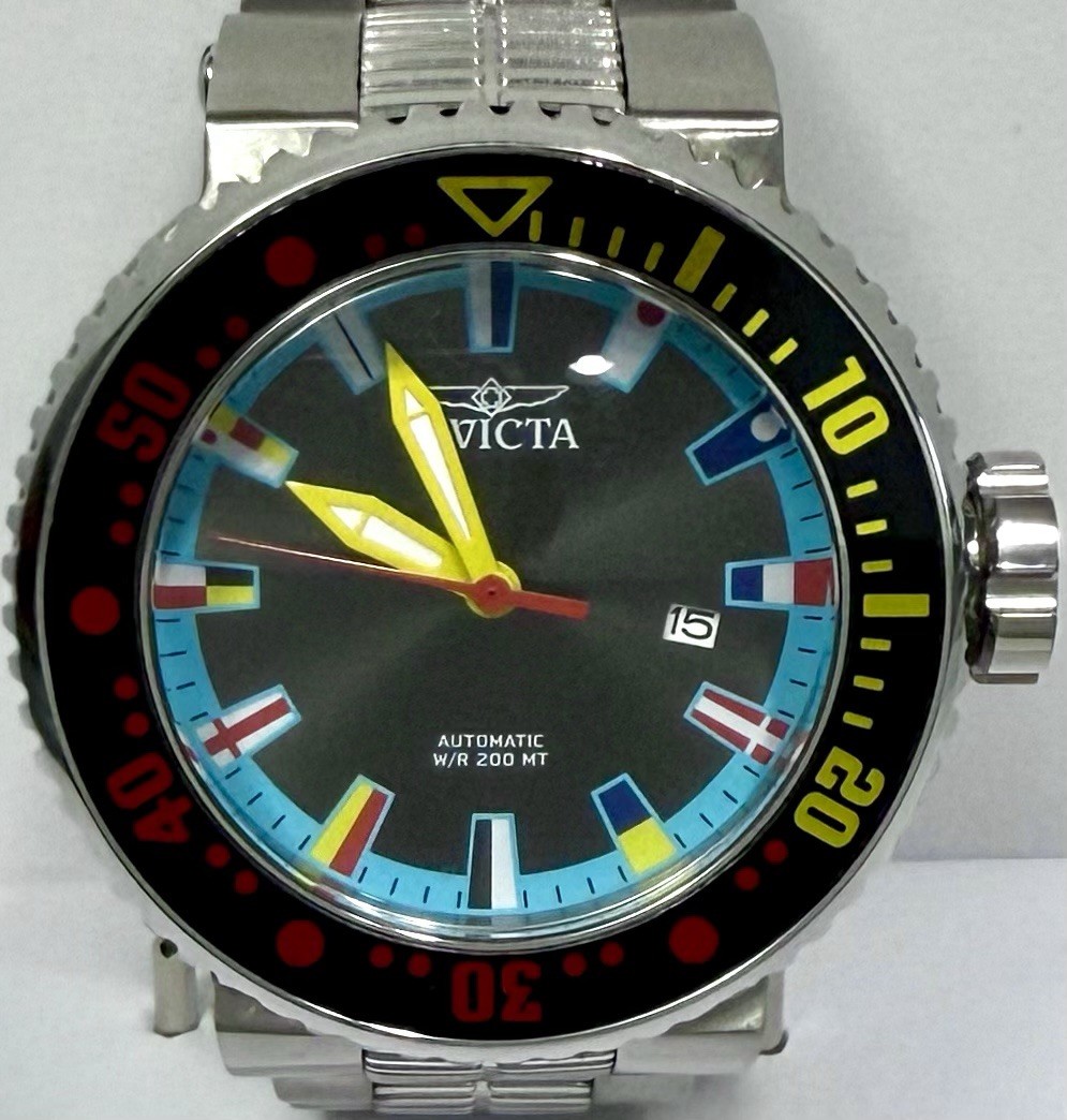 52mm Auto MARITIME Flags | Gray Dial | Silvertn Bracelet PRO DIVER Invicta Watch