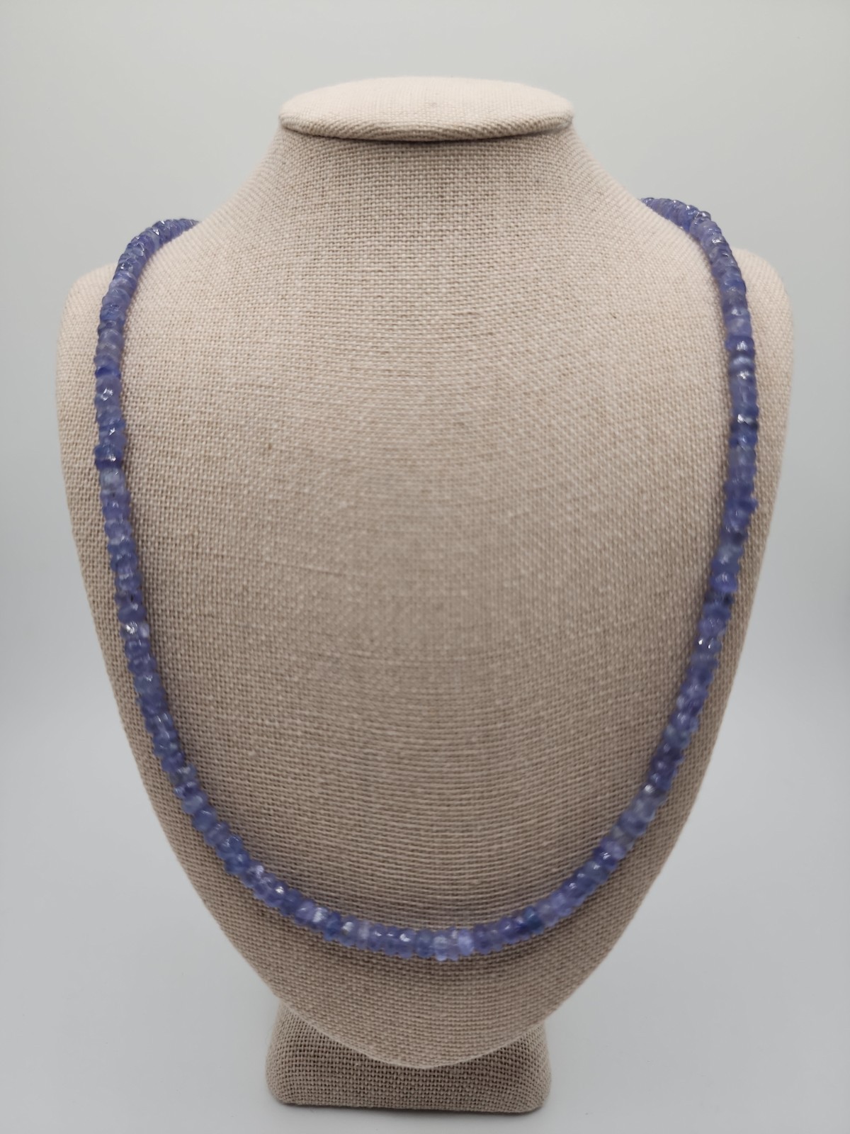Natural Tanzanite Artisan Beaded Necklace Sterling Silver 925 Clasp 18″ w/box