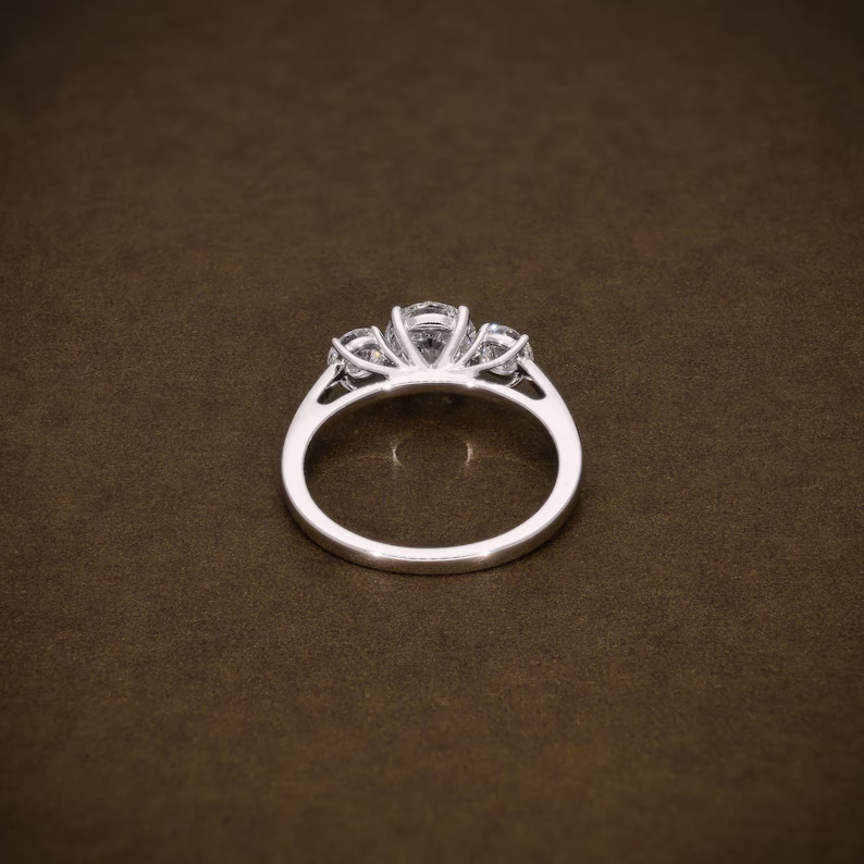 14K Three Stone Engagement Ring 1.694 CTW FG VVS-VS Round Lab Grown Diamond
