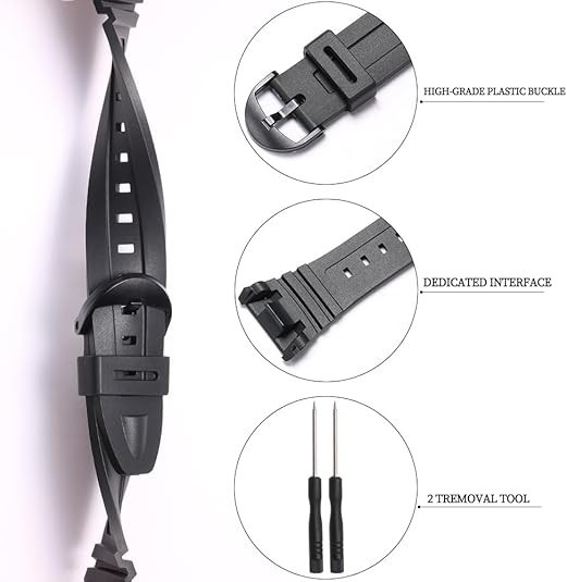 Replacement Watch Strap Band Compatible with Casio Men’s W-96H W96H-1BV Sport