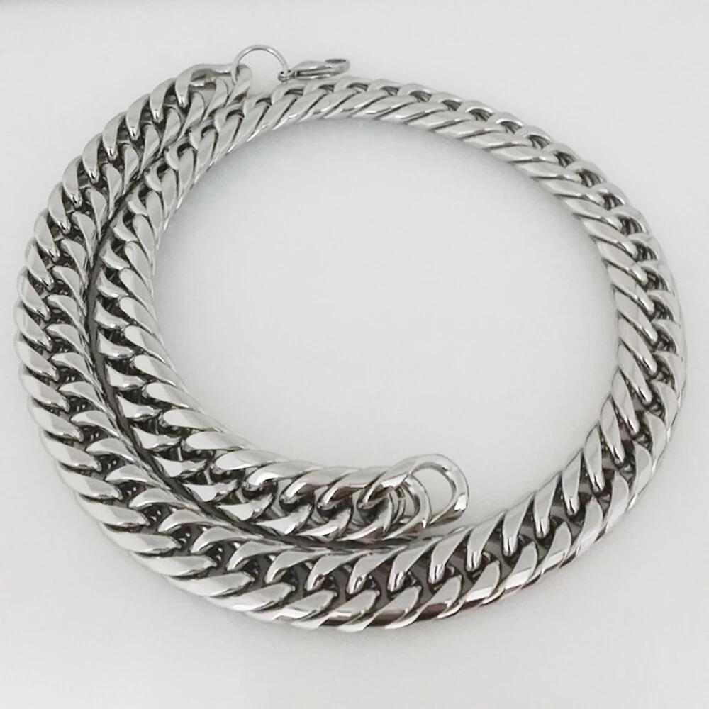 16mm/20mm Silver Tone Stainless Steel Curb Cuban Link Chain Necklace for Men