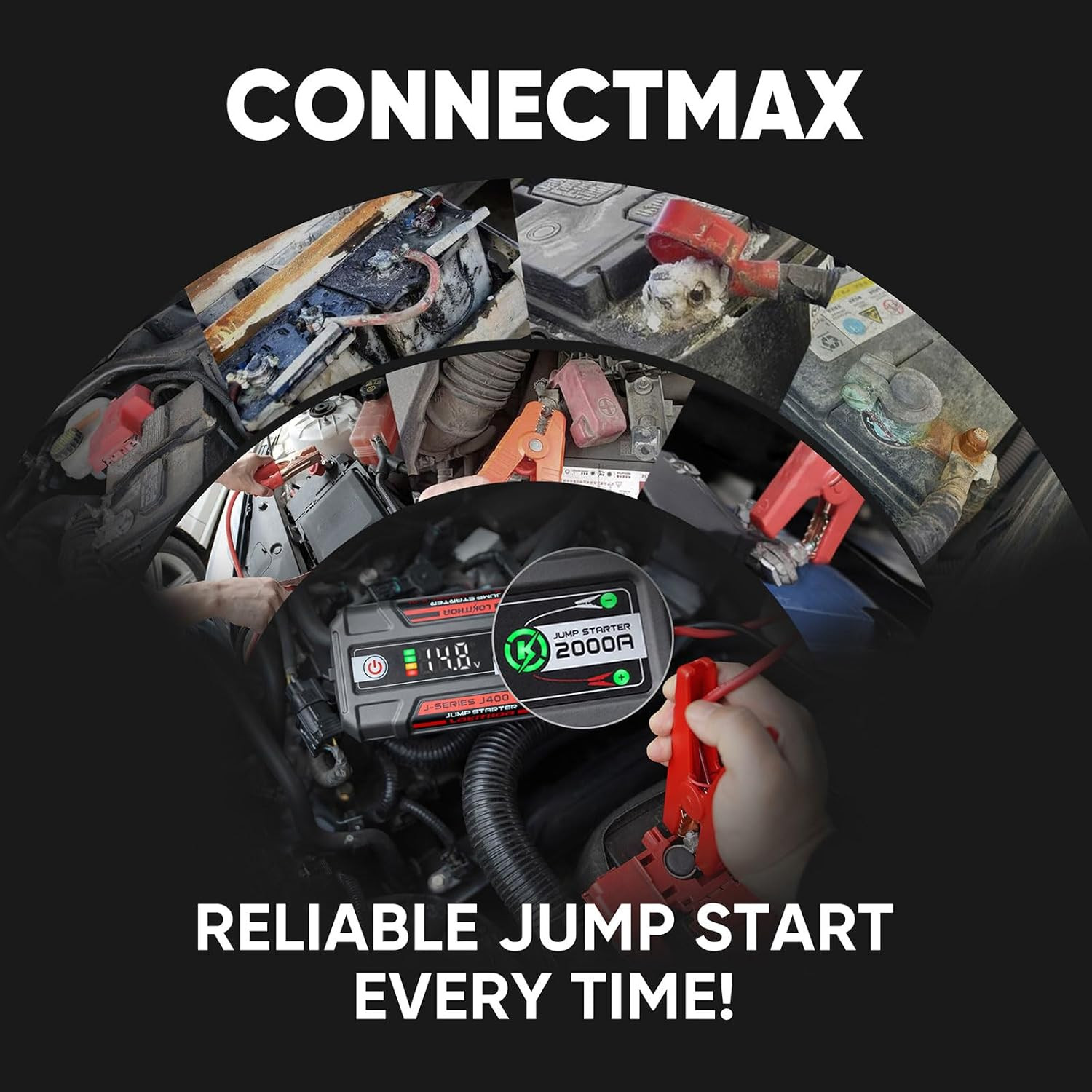 Portable Jump Starter 2000A 12V Lithium Battery Booster Digital Display Jump Box