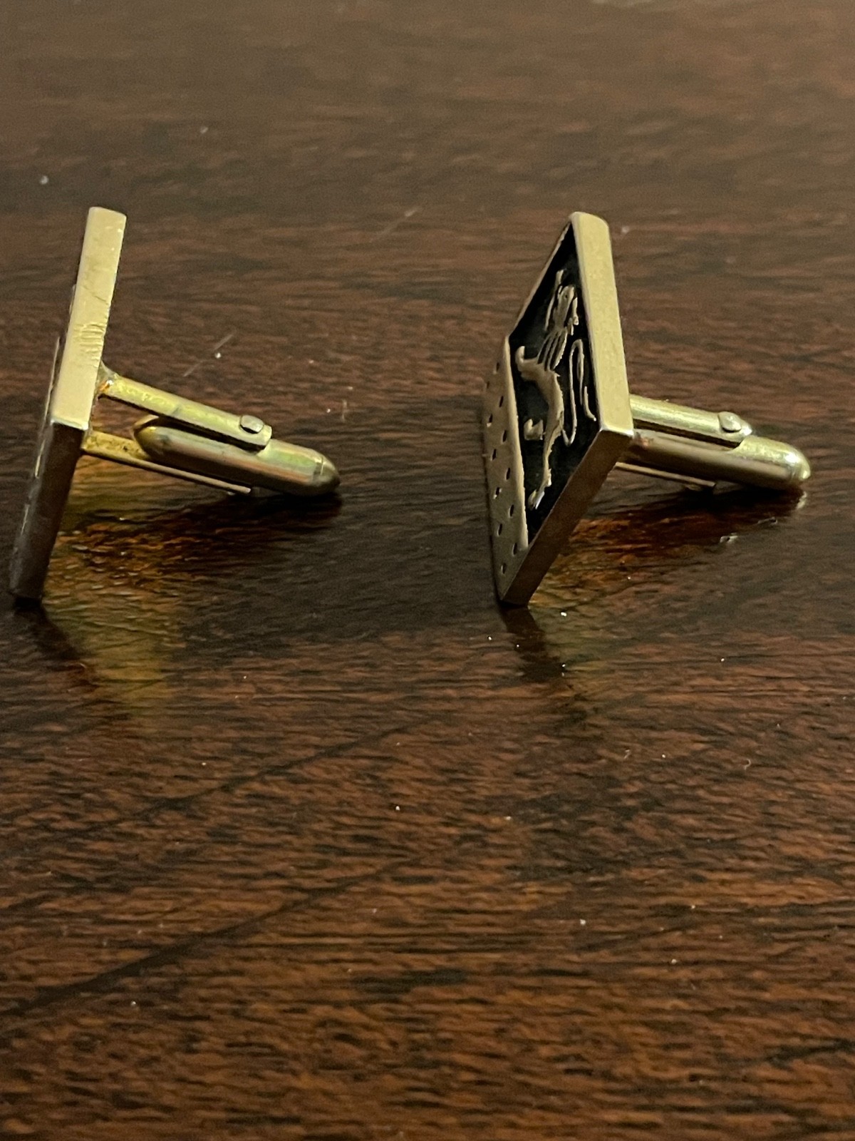Pair of Passant Lion Coat of Arms Vintage Cuff Links