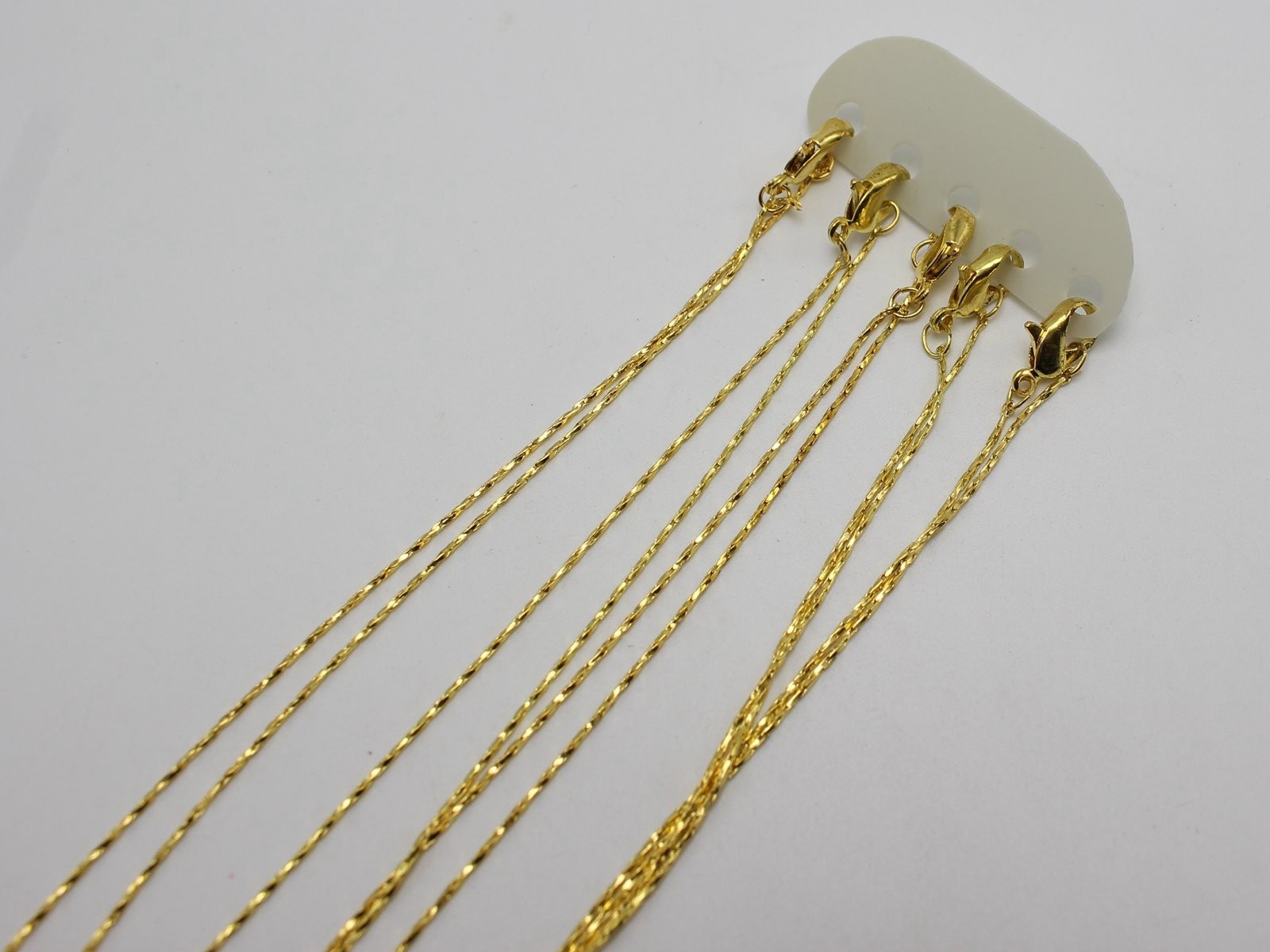 12 Golden Plated Link Snake Chain Finished Necklace 0.8mm 16″ with Lobster Clasp