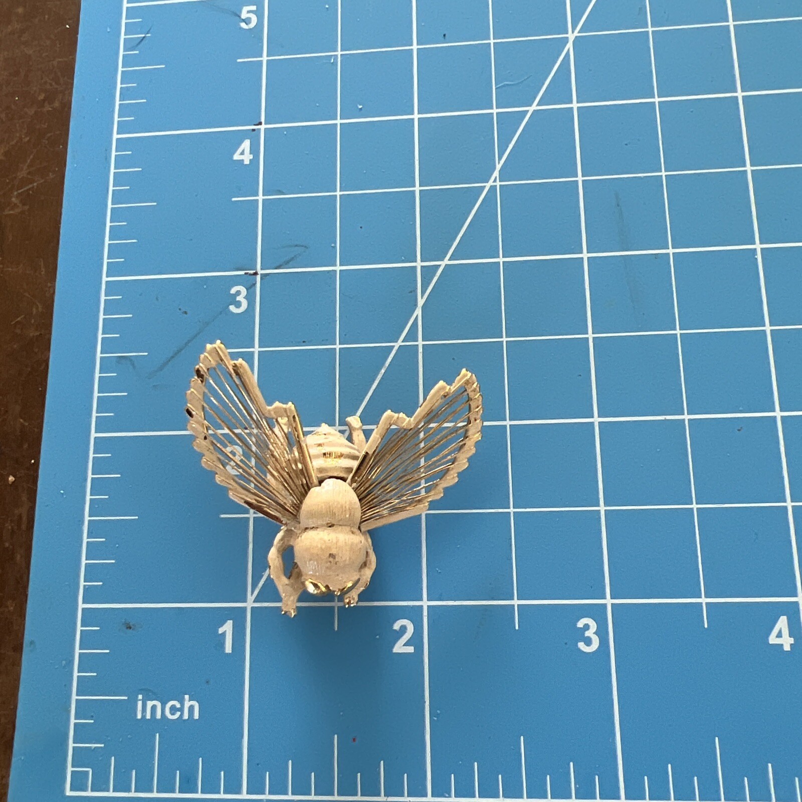 Vintage Monet Brooch Pin Bumble Bee w/Wired Wings Gold Tone Metal And Enamel