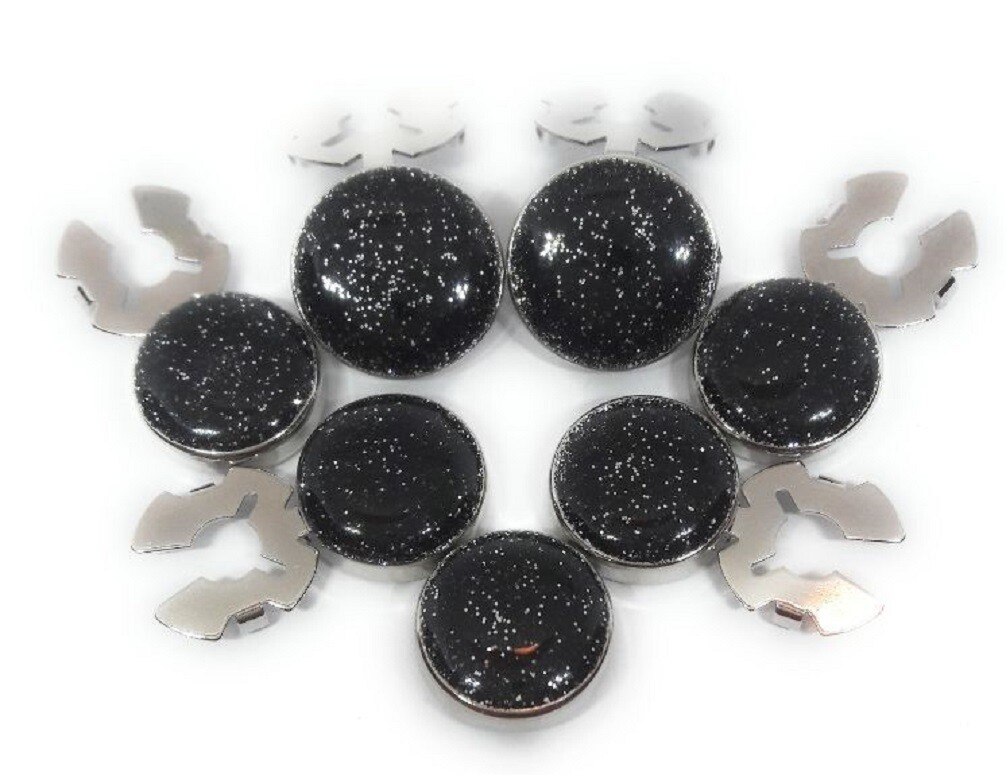 BLACK DIAMOND DUST SHIRT BUTTON COVER SET OF 7