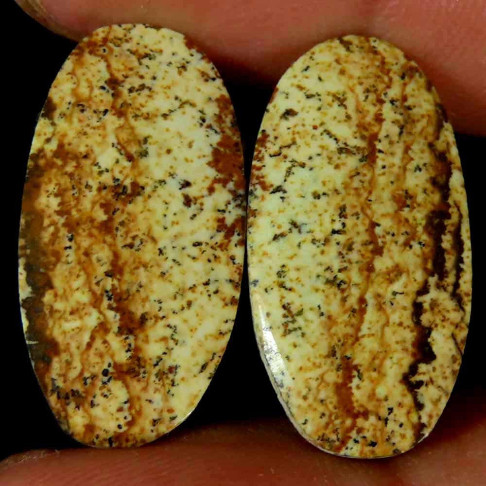 17.00Cts.100%Natural Designer Picture Jasper Pair Oval Cab 12x23x3mm Gemstone
