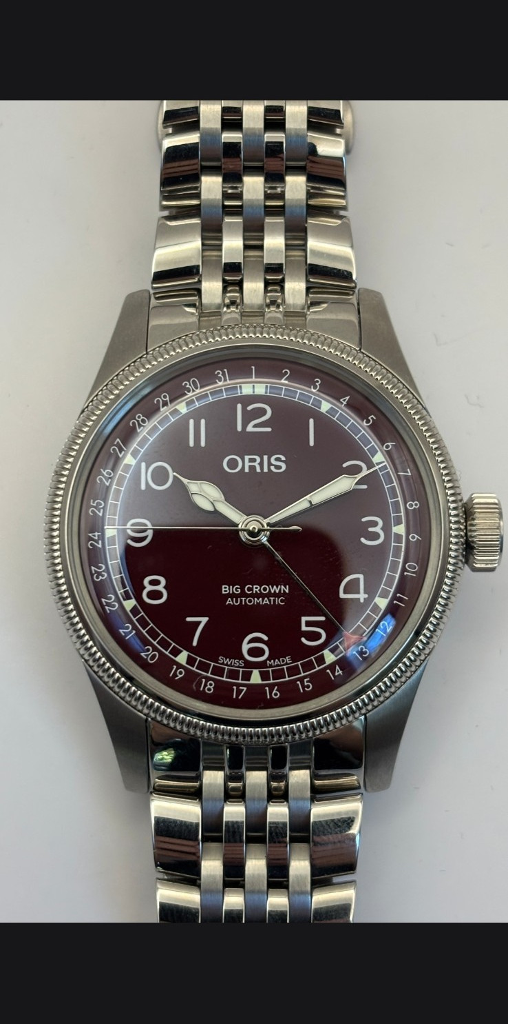 Oris Big Crown Red Dial Automatic 40mm Sapphire 50m Steel Bracelet
