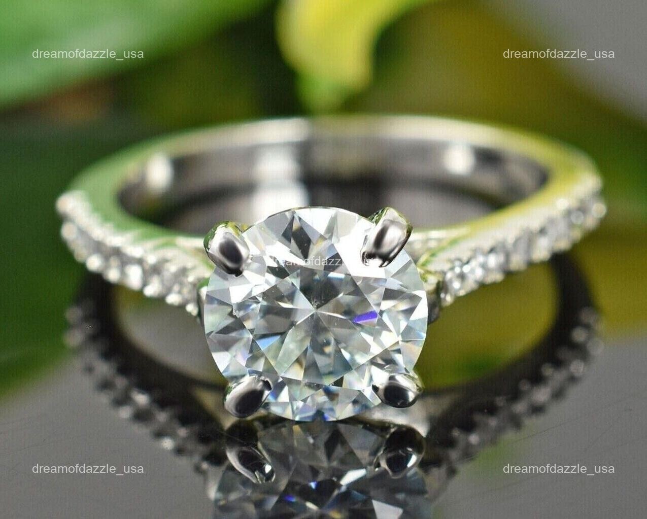 Diamond Resilient Lady Solitaire with Accents Sister Ring Jewelry 14K White Gold