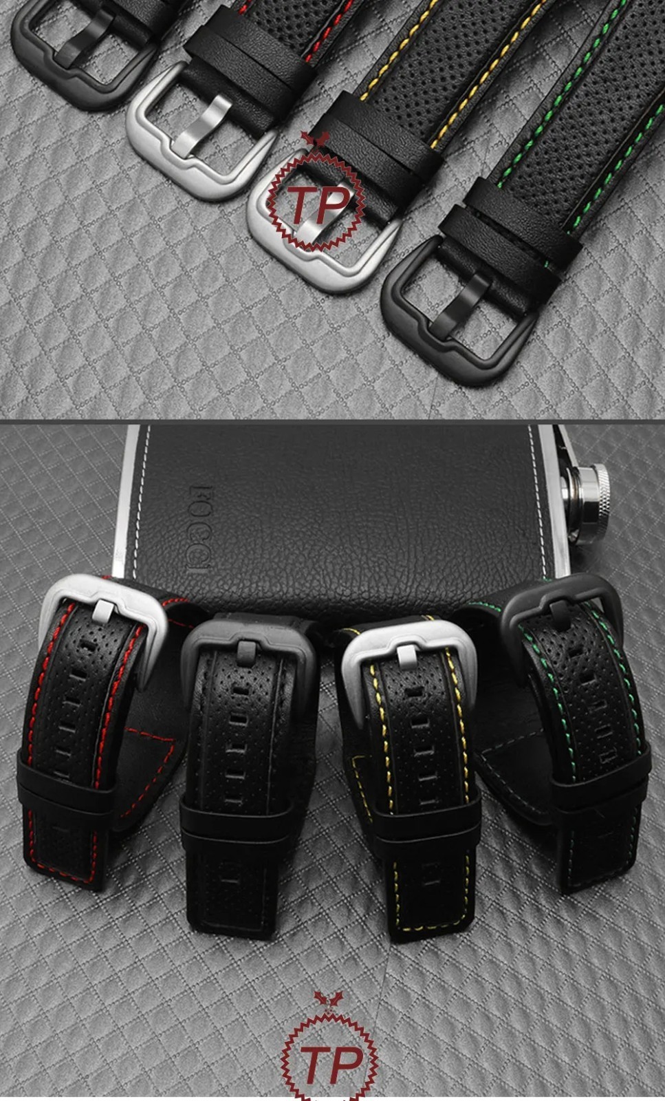 24mm Leather Watch Band Cowhide Strap Replacement Pin Buckle Wrist Bracelet Men