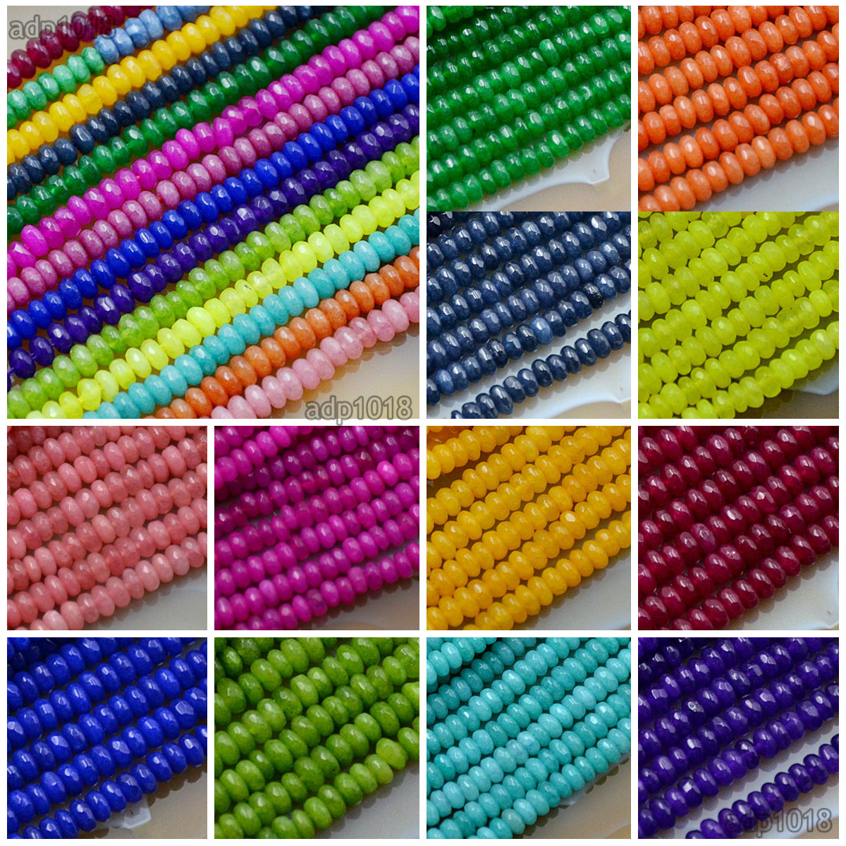 2x4mm Faceted Jade Roundelle Gemstone Loose Beads 16″