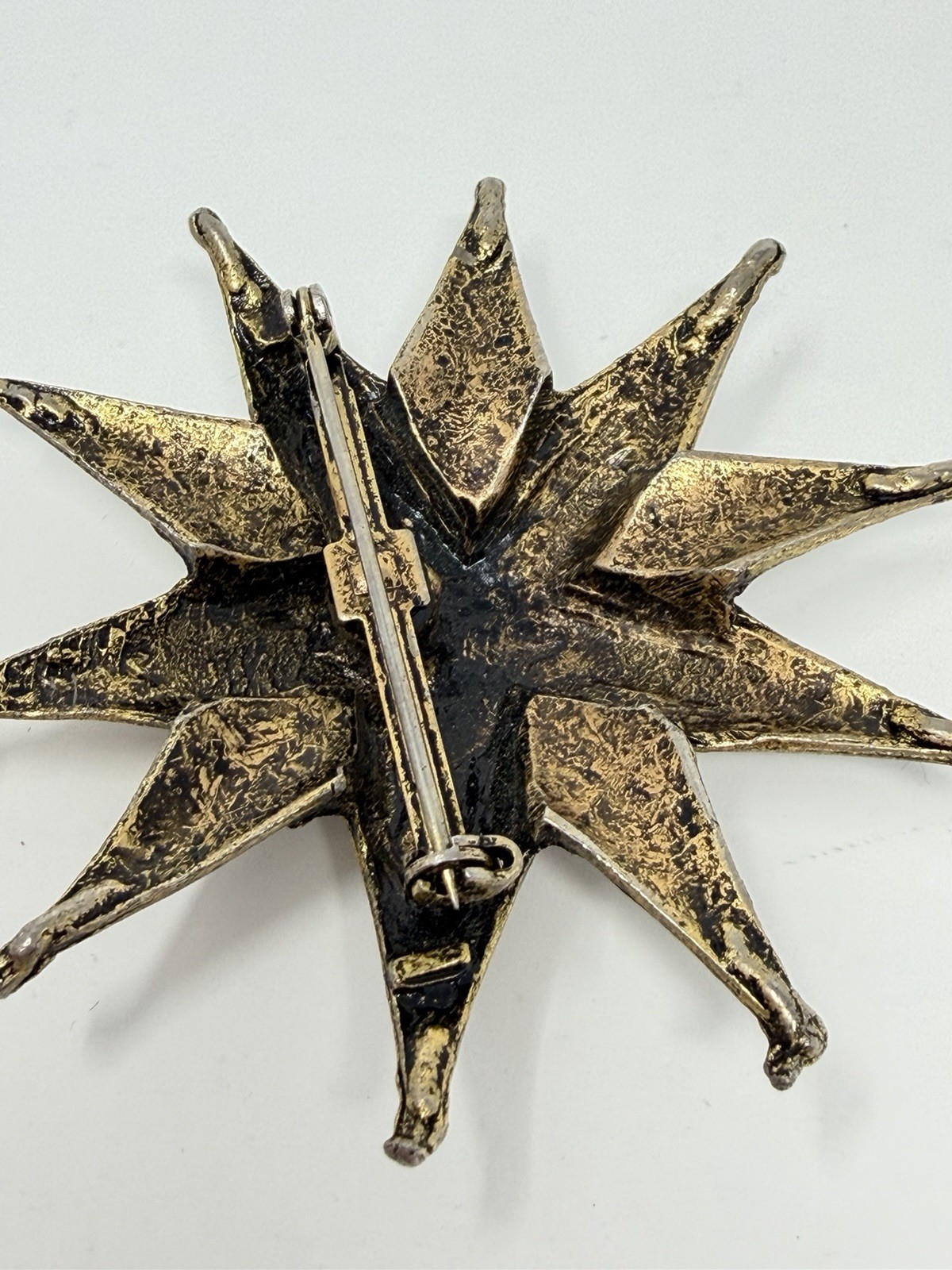 Vintage Large Heraldic Star Brooch Medieval Coat of Arms Shield Pin