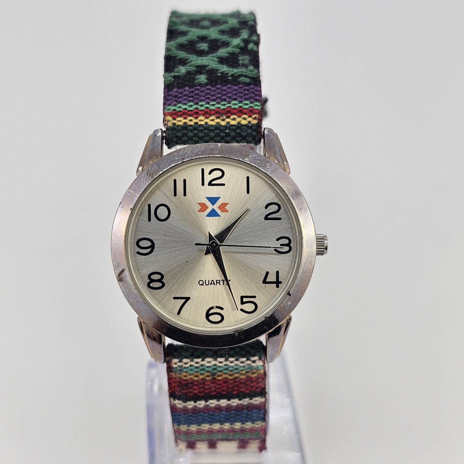 Canyon Sky Women Watch 32MM Gray Dial Multicolor Faux Leather Bands New Battery