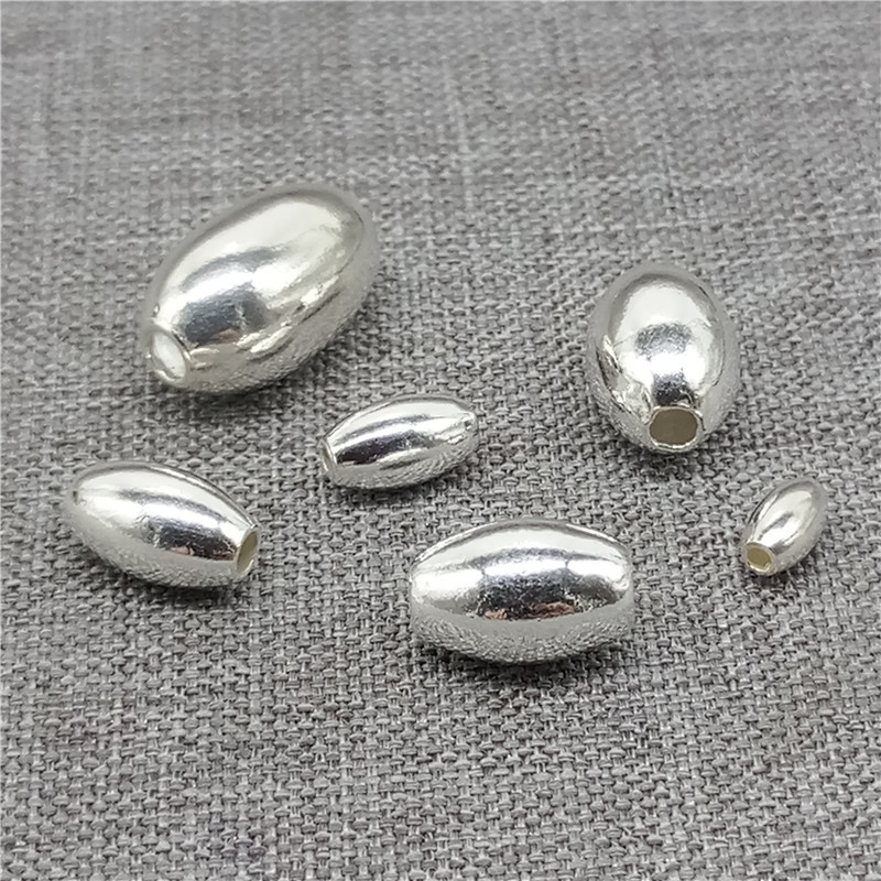 Bulk Sterling Silver Plain Oval Olive Rice Beads 3mm 4mm 5mm 6mm 7mm 8mm