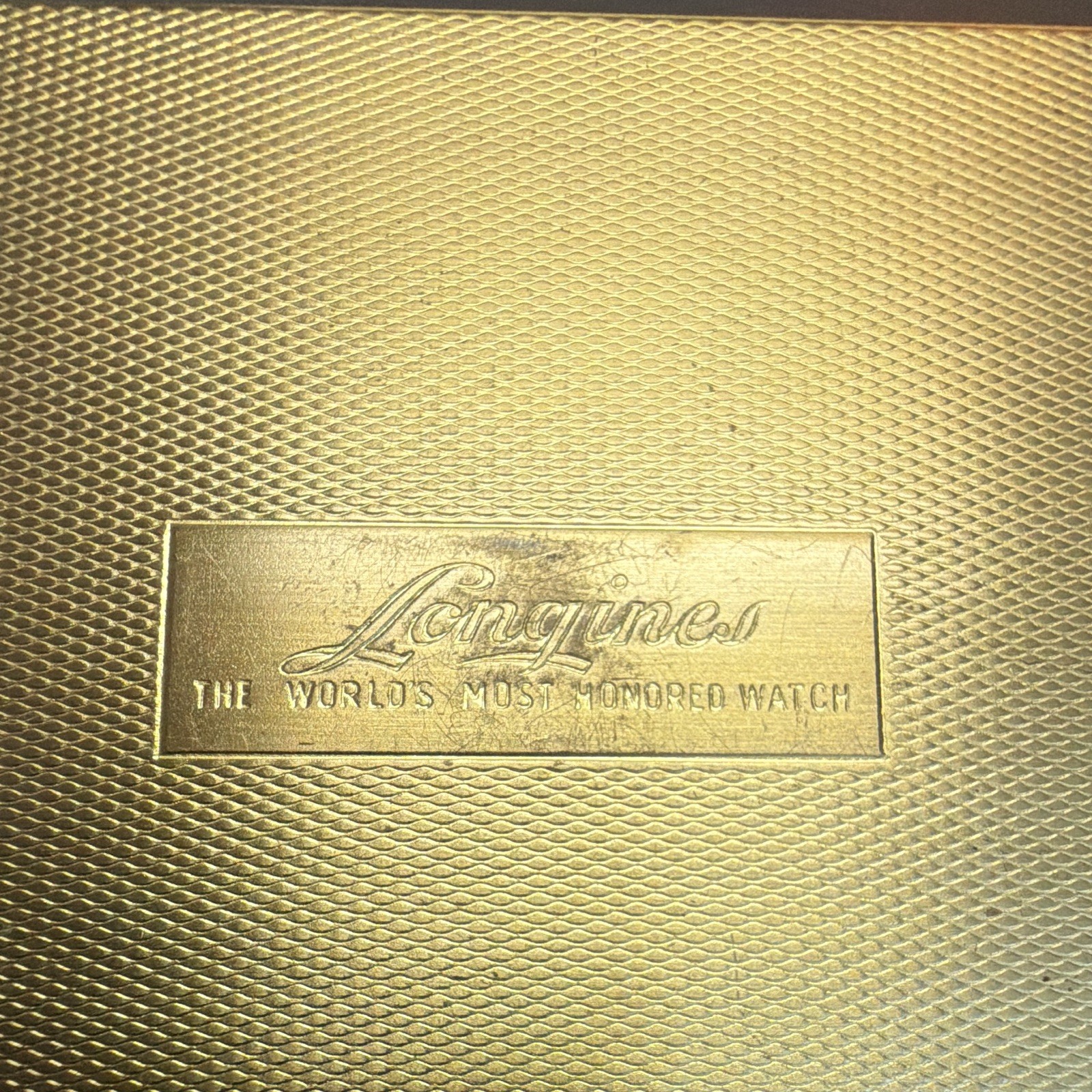 Vintage Longines Watch Box Red Velvet Metal Coffin Case Worlds Most Honored Empt