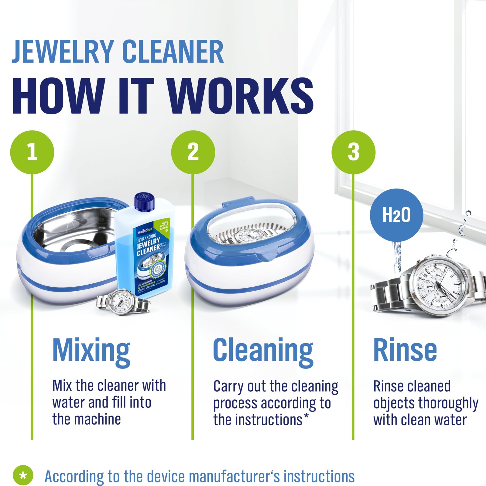 WoldoClean Ultrasonic Jewelry Cleaner Solution Liquid Concentrate 8 Gal