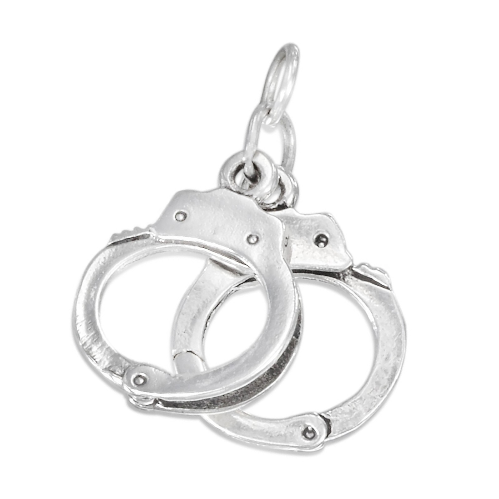 Police Handcuffs 3D 925 Solid Sterling Silver Charm Hand Cuffs MADE IN USA