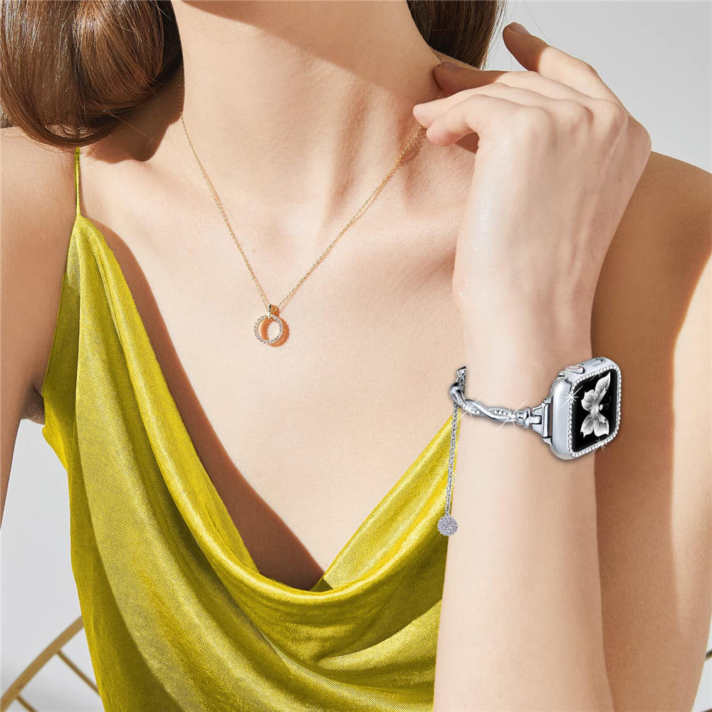 Elegant Bling Diamond Twist Strap + Rhinestones Cas for Apple Watch Ultra 8 7 6