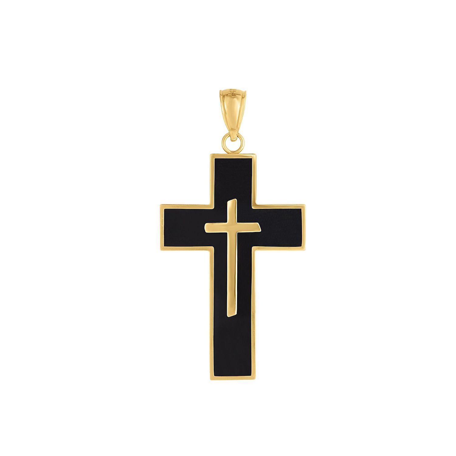 14K Gold Black Cross Pendant