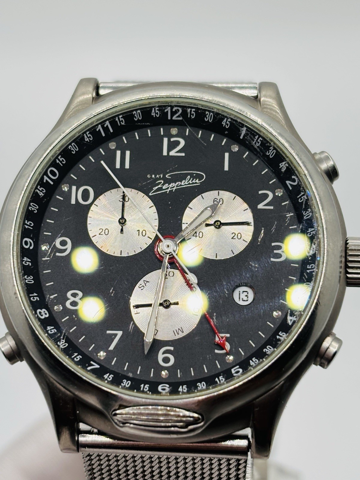 Vintage Graf Zeppelin Classic Line 7480/1876 Titanium GMT Dial Watch German Made