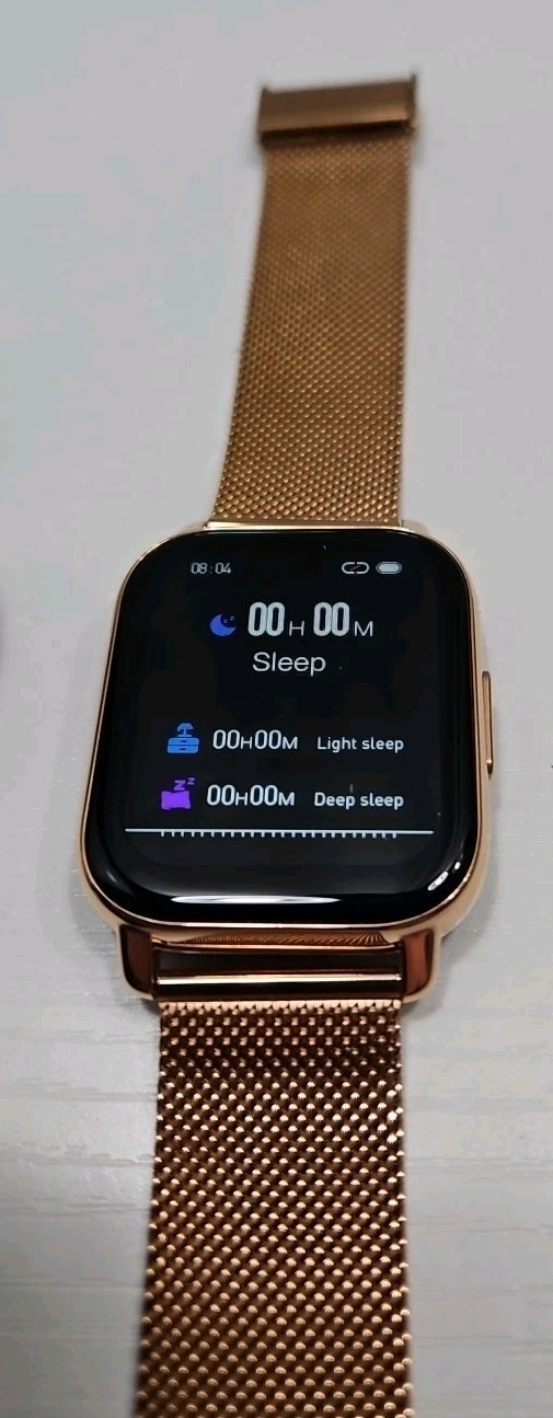 Gold Tone Smartwatch With Charging Cable – Waterproof, HR Monitor