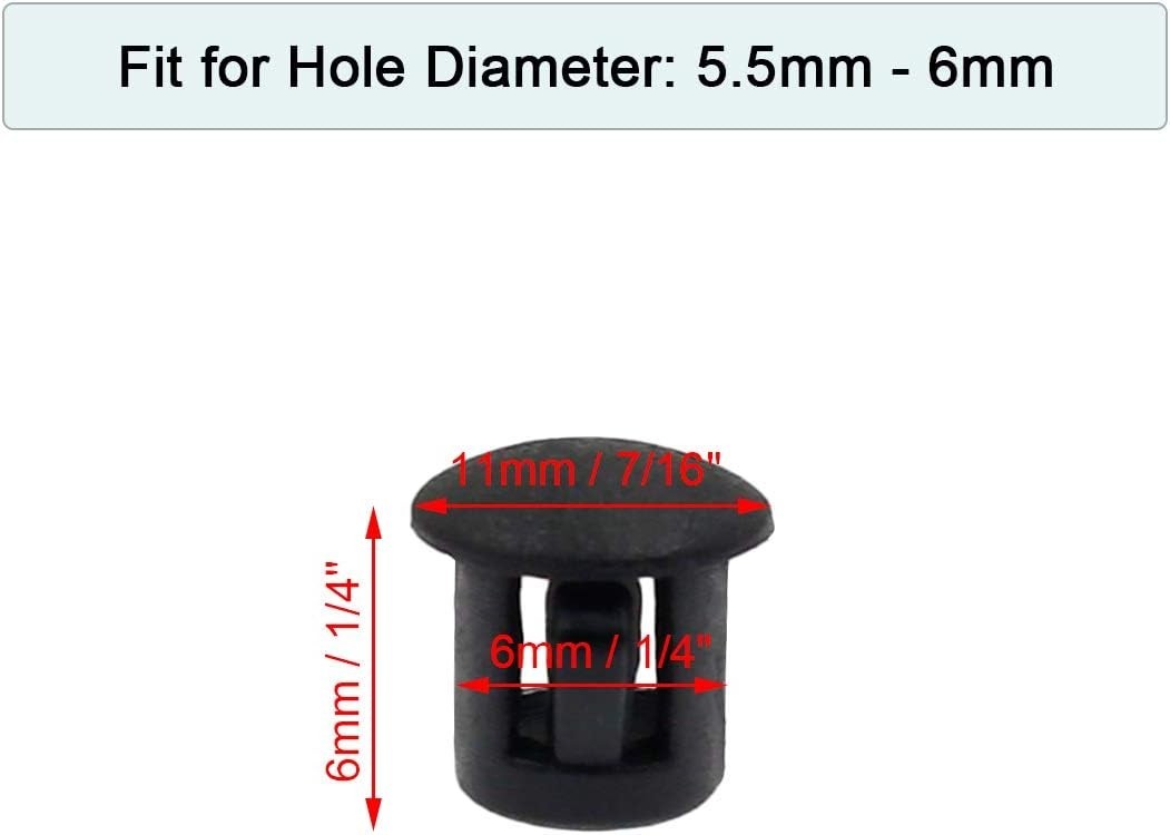 60PCS 6mm (1/4″) Black Hole Plugs Plastic Flush Type Hole Plugs Snap in Locking