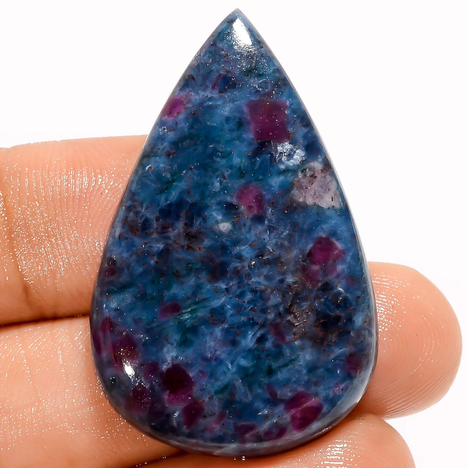 100% Natural Ruby Kyanite Pear Shape Cabochon Gemstone 50.5 Ct 36X23X5mm A-36301