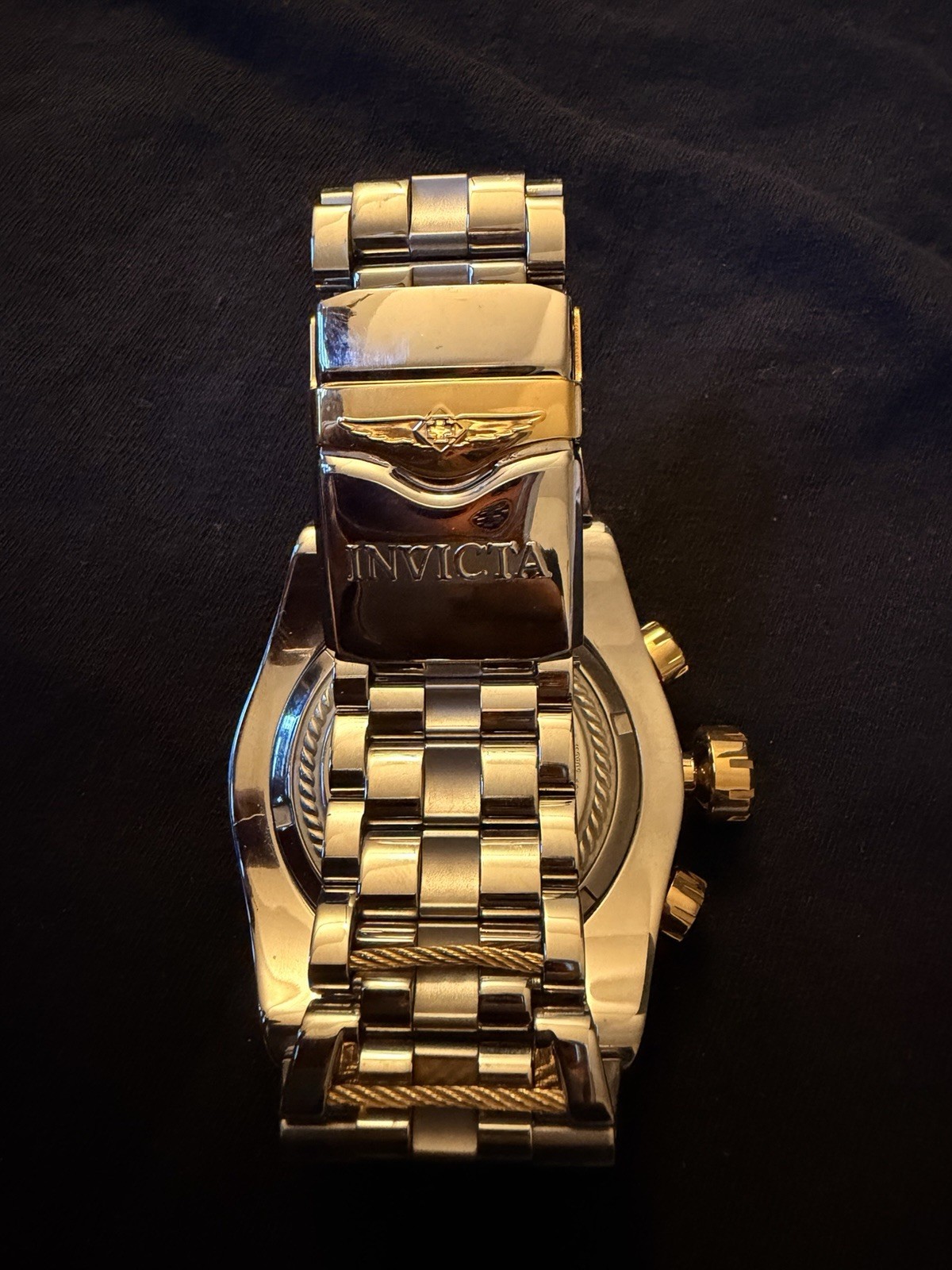Invicta Men’s Quartz Reserve Bolt Zeus Two-Tone Gold Dial Chrono Date 52mm