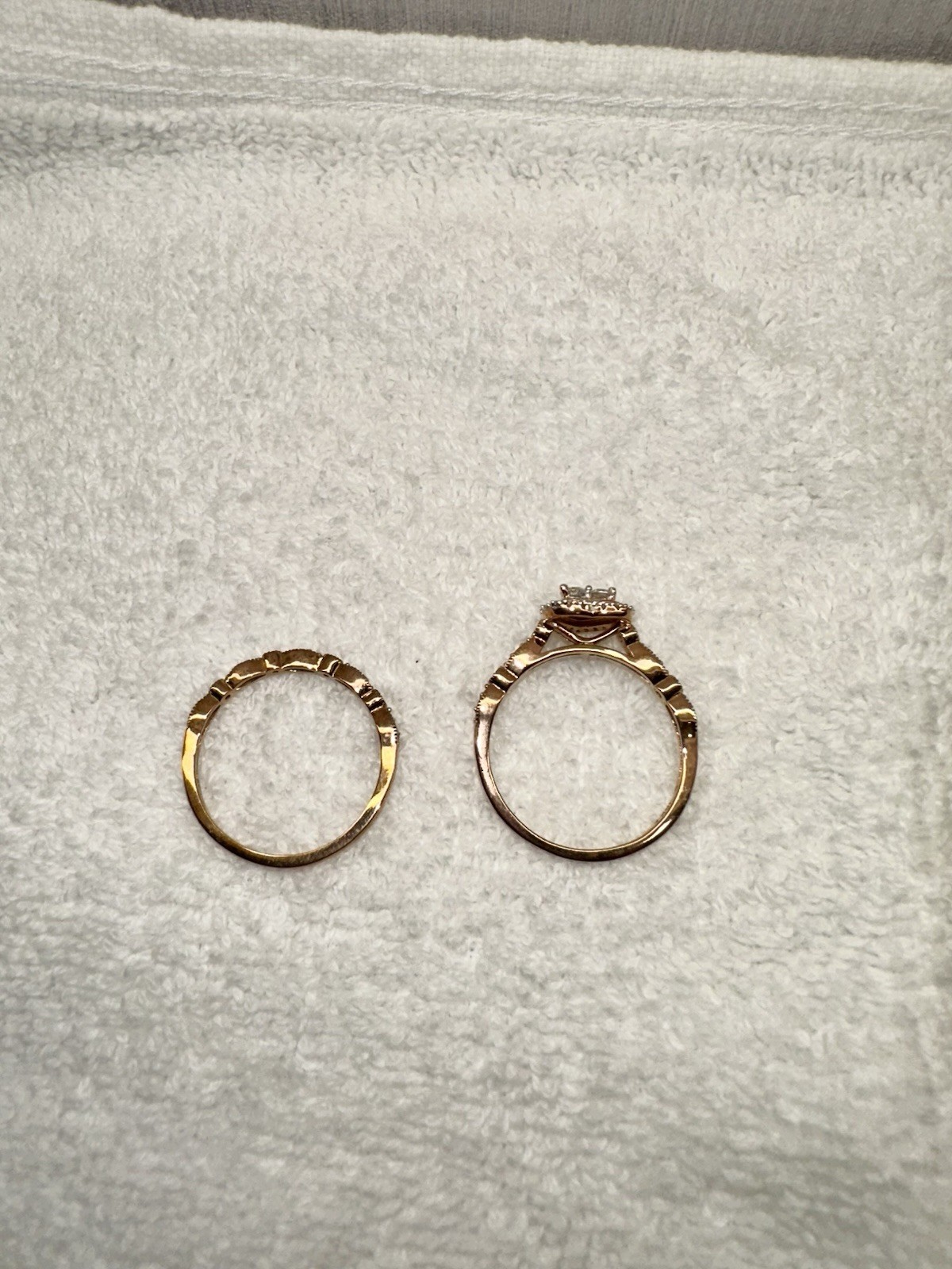 Zales 0.50 ctw Diamond Heart Engagement/Wedding Ring Set 10K Rose Gold Sz 9