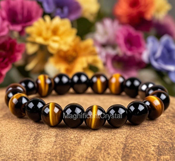 Hematite Obsidian Tiger’s Eye Triple Protection 8MM Women Bracelet Energy Gift