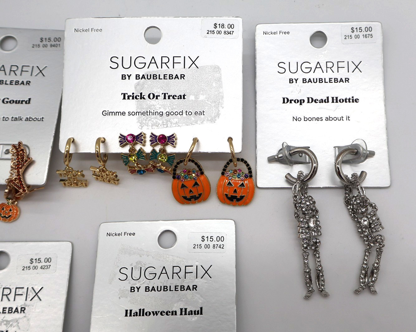 Sugarfix By Baublebar Halloween Earrings Lot of 7 Pairs Ghost Skeleton Witch NWT