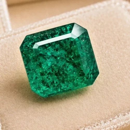 Natural 10.35 Ct Colombian Green Emerald GIE Certified Asscher Loose Gemstone