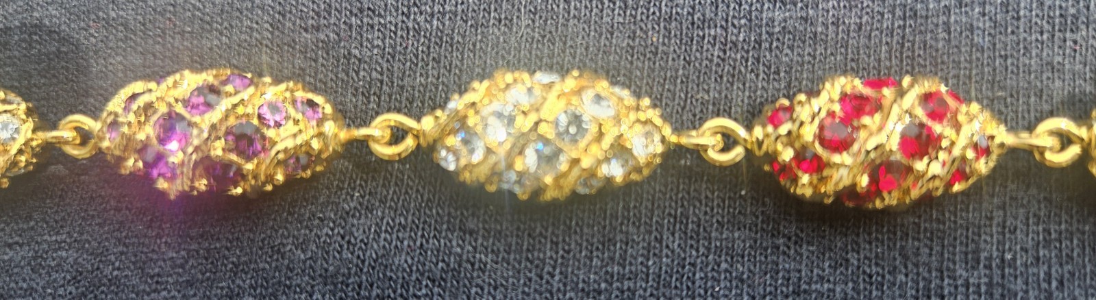 Camrose & Kross Gold Tone Multicolor Crystal Cable Chain Bracelet w/ Box COA
