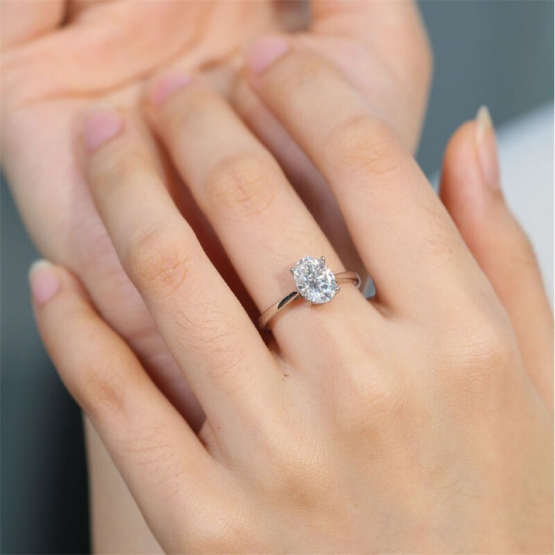 1CT 2CT Oval Cut D Color Moissanite Solitaire Engagement Ring Band 925 Silver