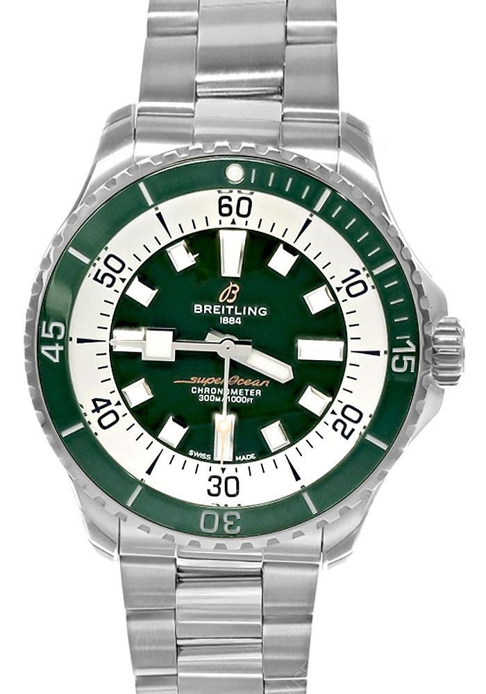 New Breitling SuperOcean Automatic 44mm Green Dial SS Mens Watch A17376A31L1A1