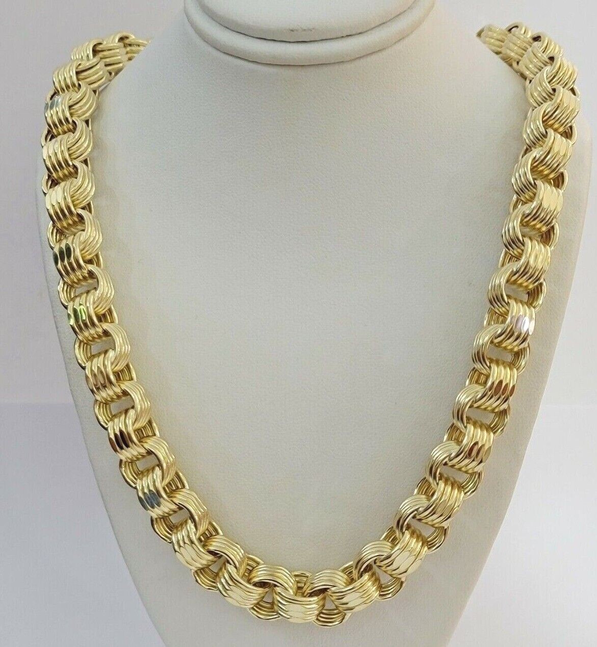 Real 10k Gold Byzantine Chain Mens Necklace 11mm 22″-30″ 10kt Yellow Gold ,THICK