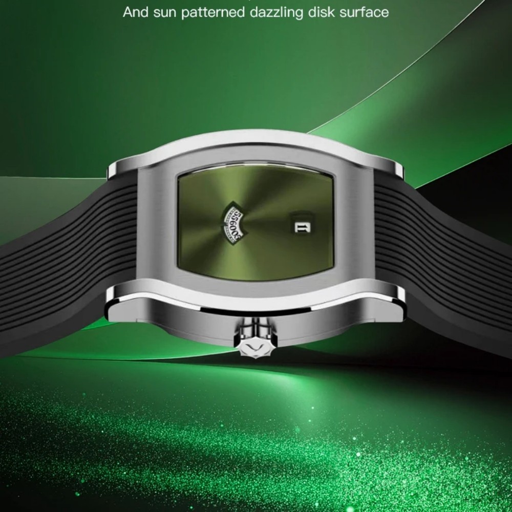 Men Jump Hour Automatic Mechanical Watch Sapphire Glass Rubber Strap Waterproof