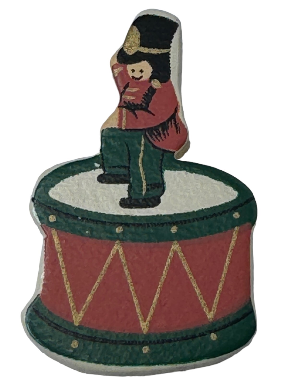 Christmas Toy Soldier Drum Pin Brooch Winter Holidays Jewelry Wooden 1.25 Inch