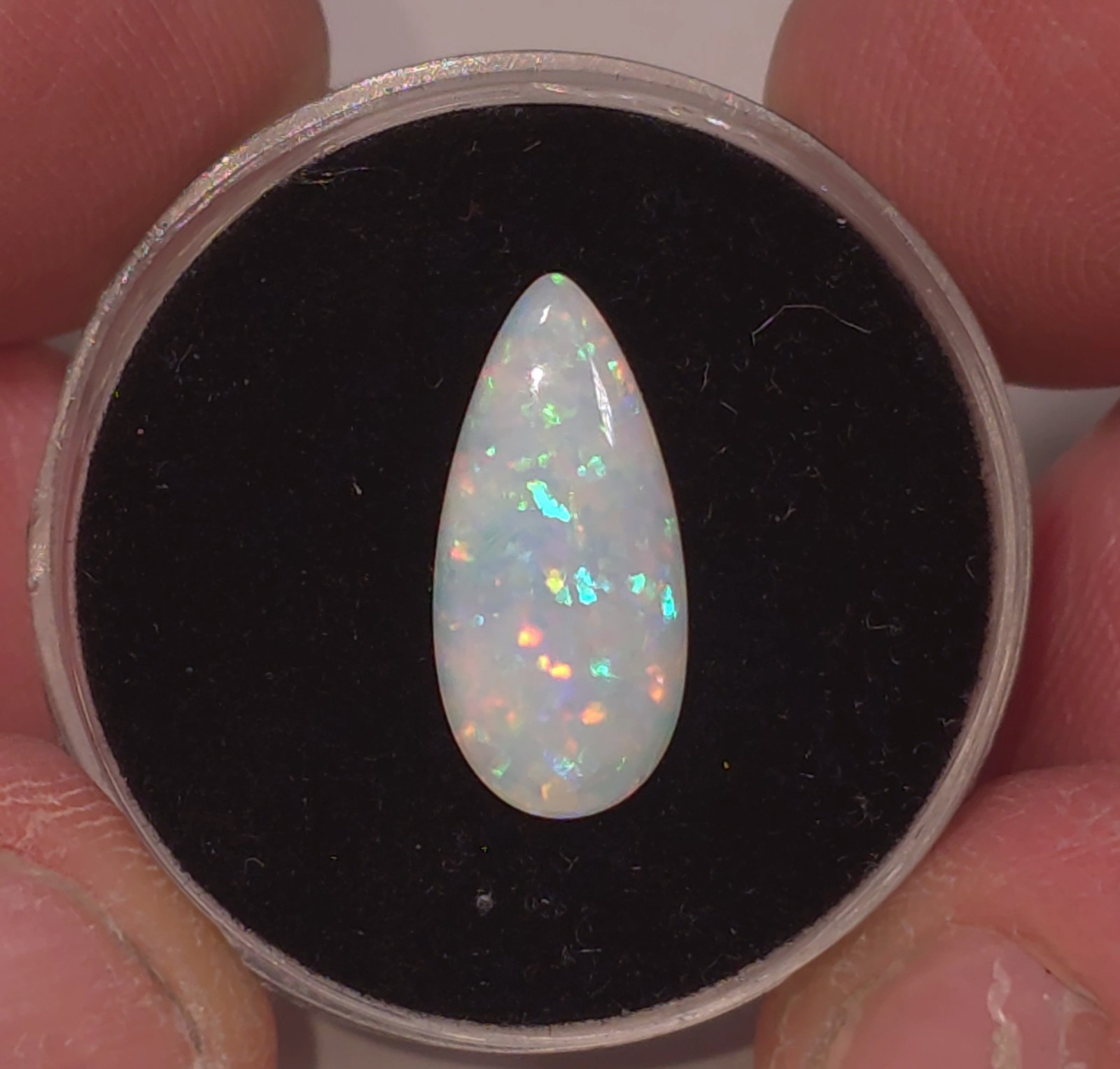 White Opal Coober Pedy Australia Natural Opal Pear Cabochon – 16 mm x 7.5 mm