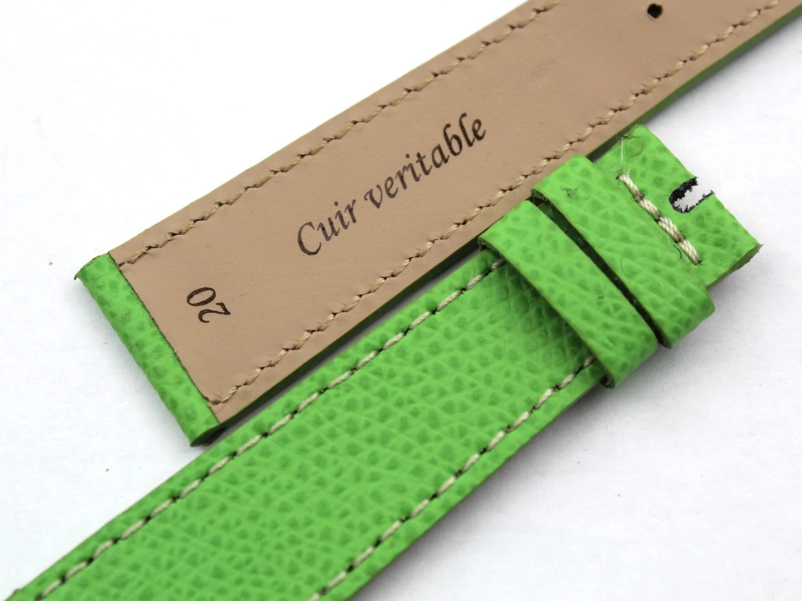 Neon Green Hammered Leather Watch Strap Various Sizes Handcrafted New