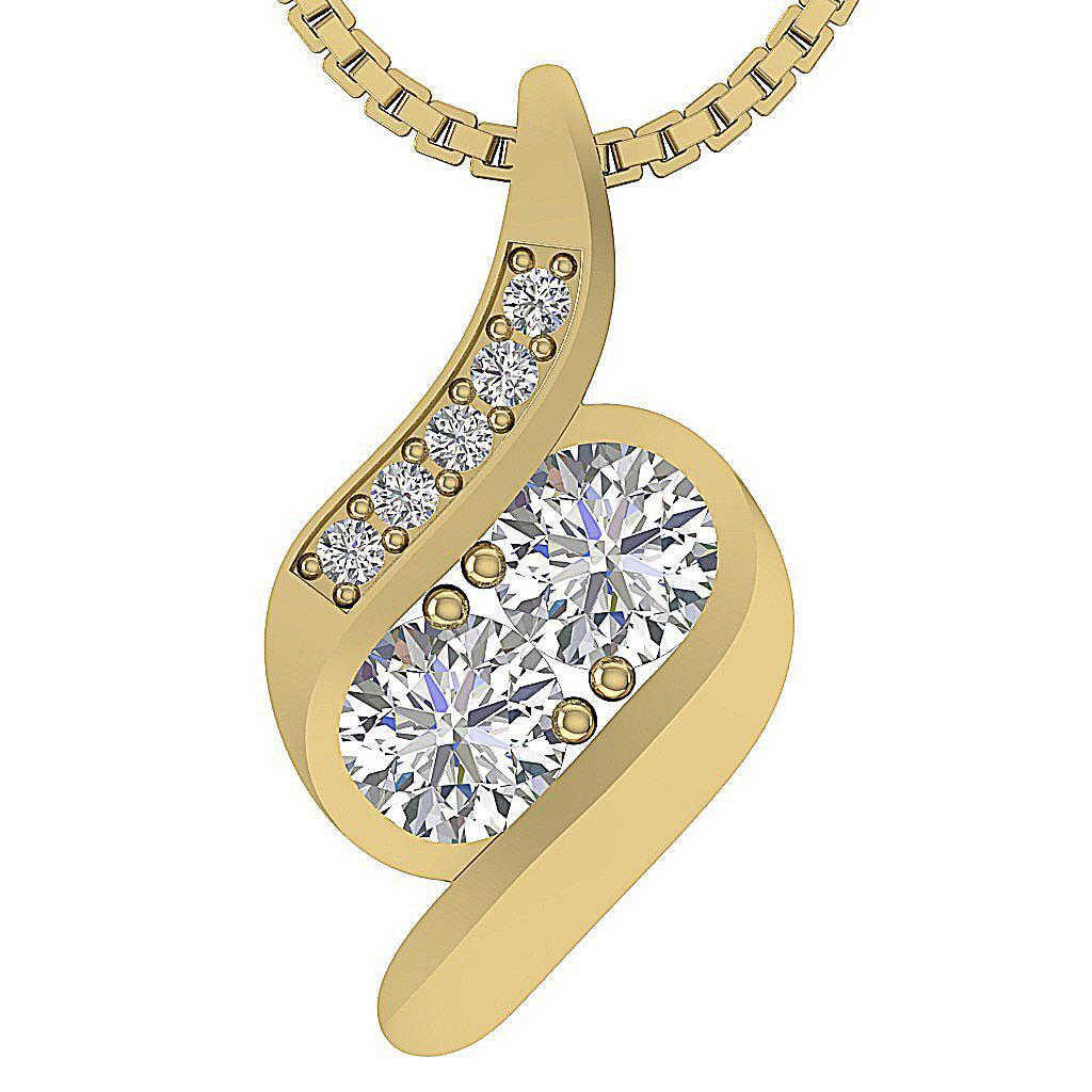 VS F 0.75 Carat Lab Grown Diamond Forever Us Two Stone 14K Gold Fashion Pendant