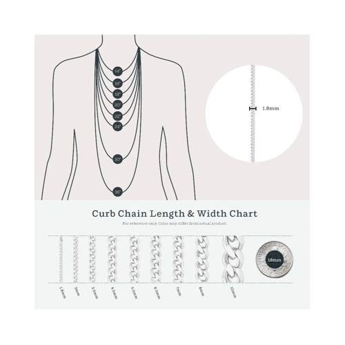 Kezef 2Mm 925 Chain Necklace Men – Necklace 18 Inch Curb Diamond