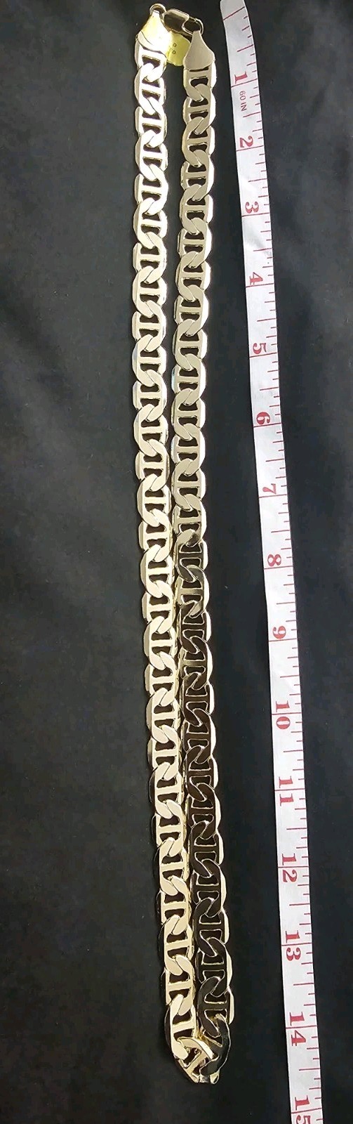 30in.14k Gold-Plated brass-12.2mm THICK Mariner Chain Necklace 30in Box Closure